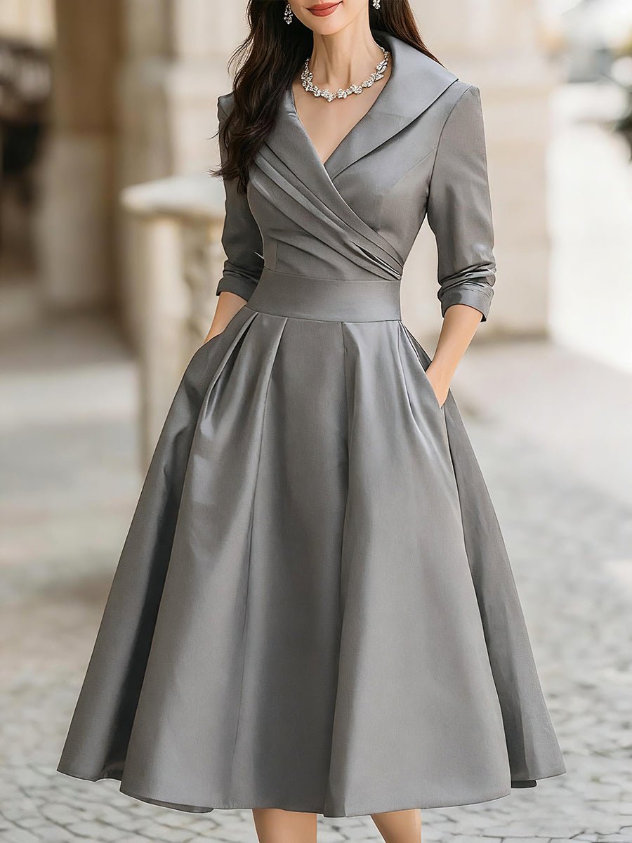 Lotte | Dames Elegante A-lijn Cocktail Party Dress met V-hals en Zakken