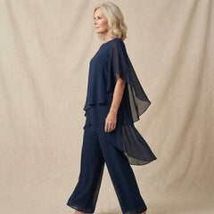 Roos | Dames Elegante Chiffon Gelaagde Broekpak Set