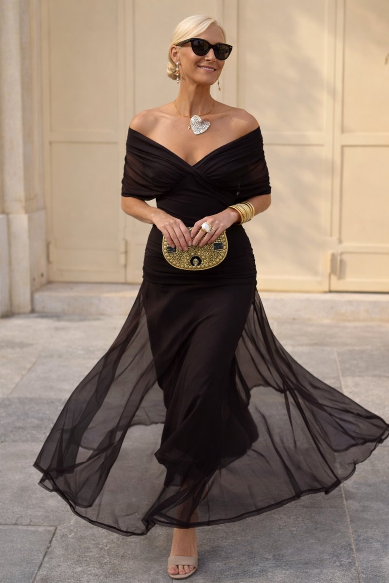 Lisa | Dames Elegante Cocktail Party Dress V-hals Maxi Chiffon