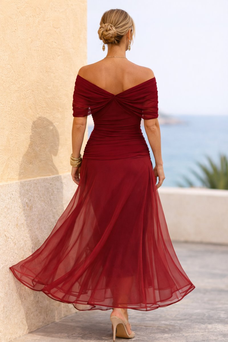 Lisa | Dames Elegante Cocktail Party Dress V-hals Maxi Chiffon