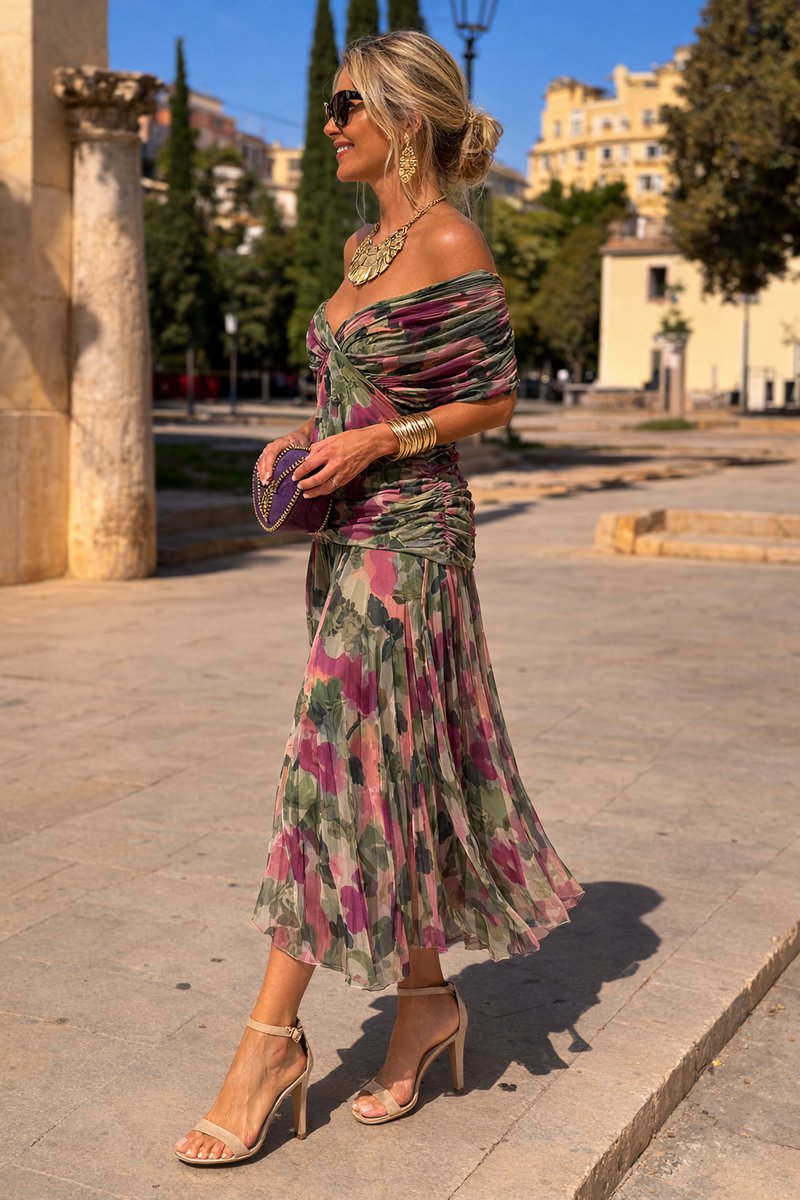 Lisa | Dames Elegante Cocktail Party Dress V-hals Maxi Chiffon