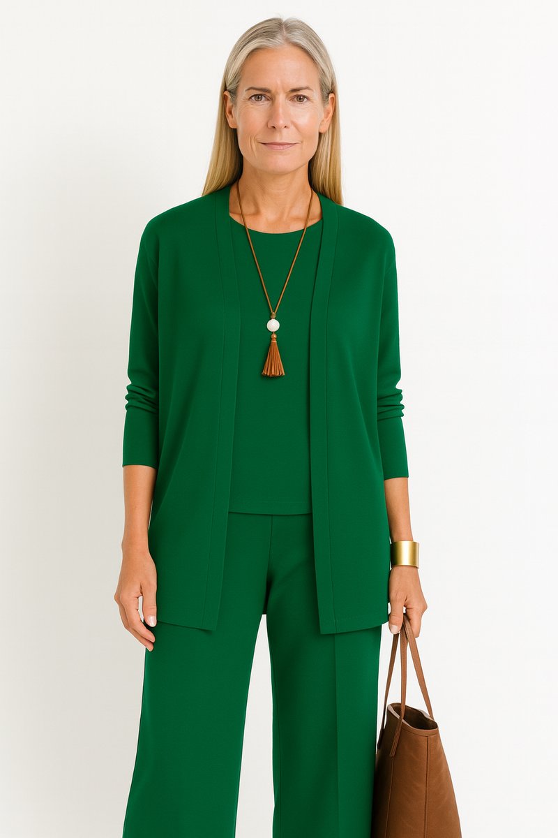 Roos | Dames Elegante Open Longline Cardigan Top Culotte Broek 3-delig Set