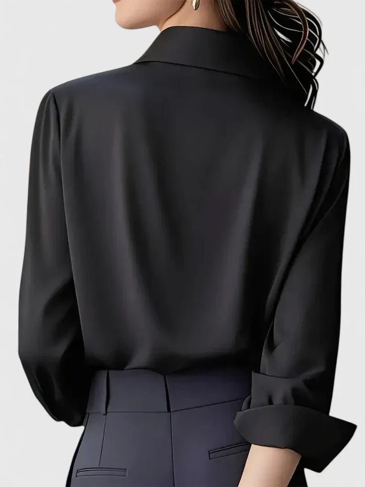 Elin | Dames Elegante Satijnen Blouse Verborgen Knoopsluiting Lange Mouwen