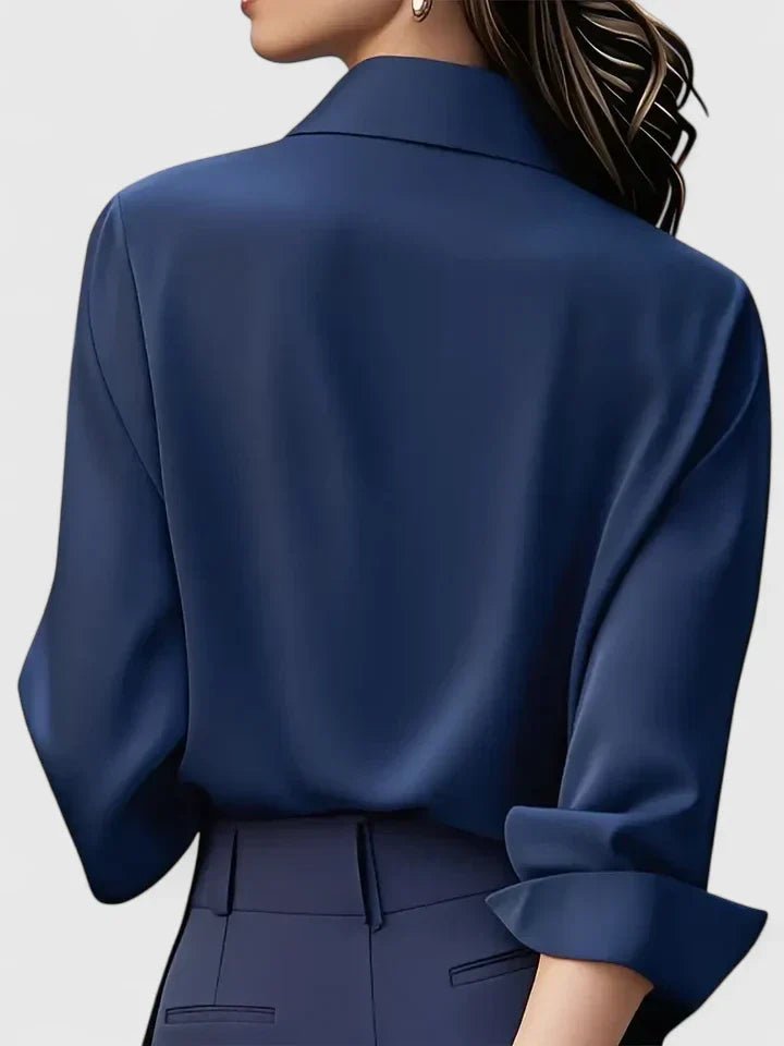 Elin | Dames Elegante Satijnen Blouse Verborgen Knoopsluiting Lange Mouwen