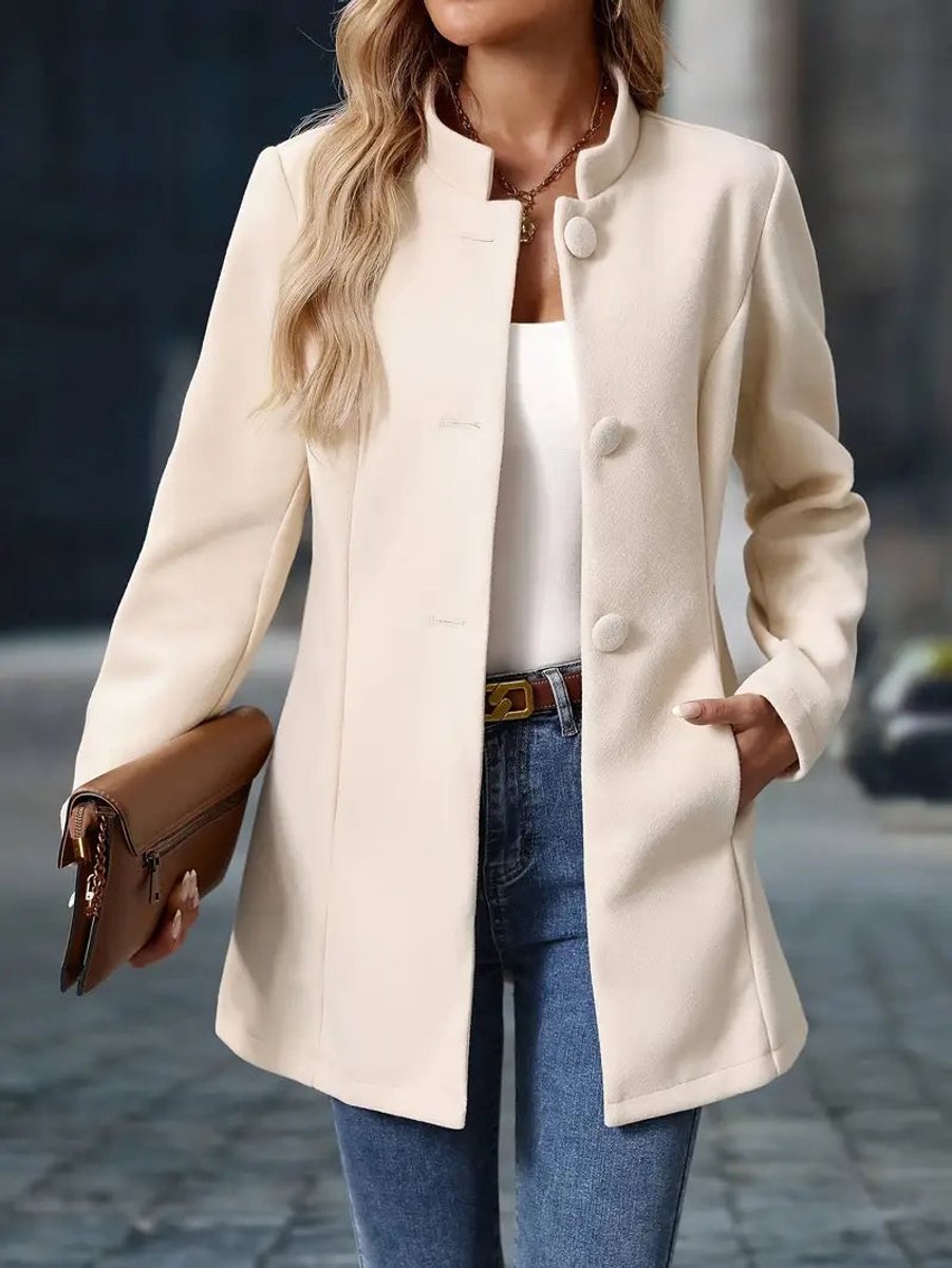 Lisa | Dames Elegante Staanboord Blazerjas Figurvormende Women Coat