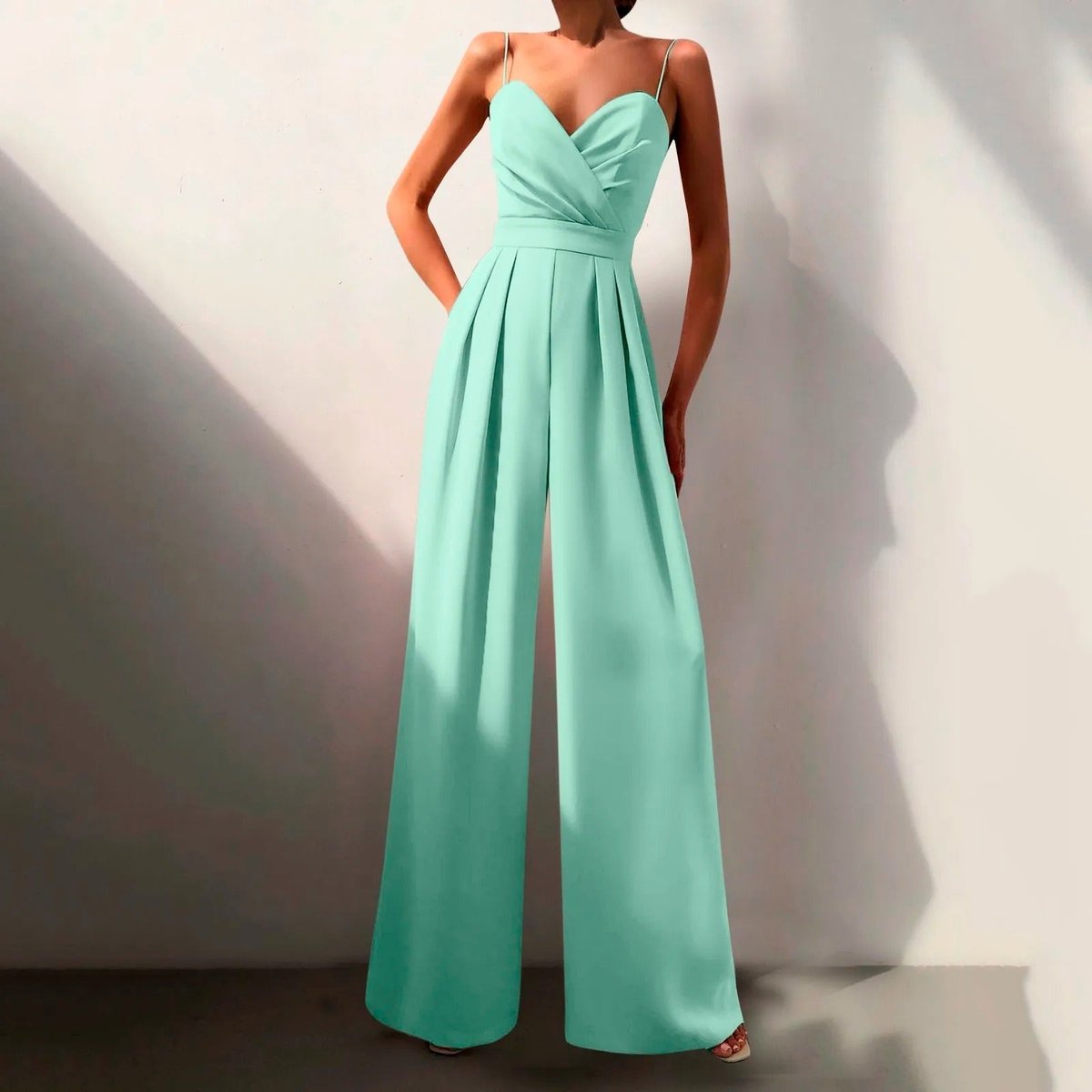 Emma | Dames Elegante Wide Leg Jumpsuit Sweetheart Hals Spaghettiband