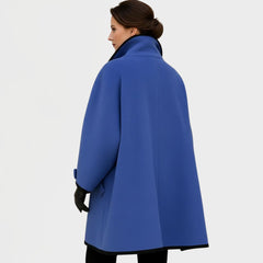 Femke | Dames Elegante Wijdvallende Wollen Women Coat Contrastbies
