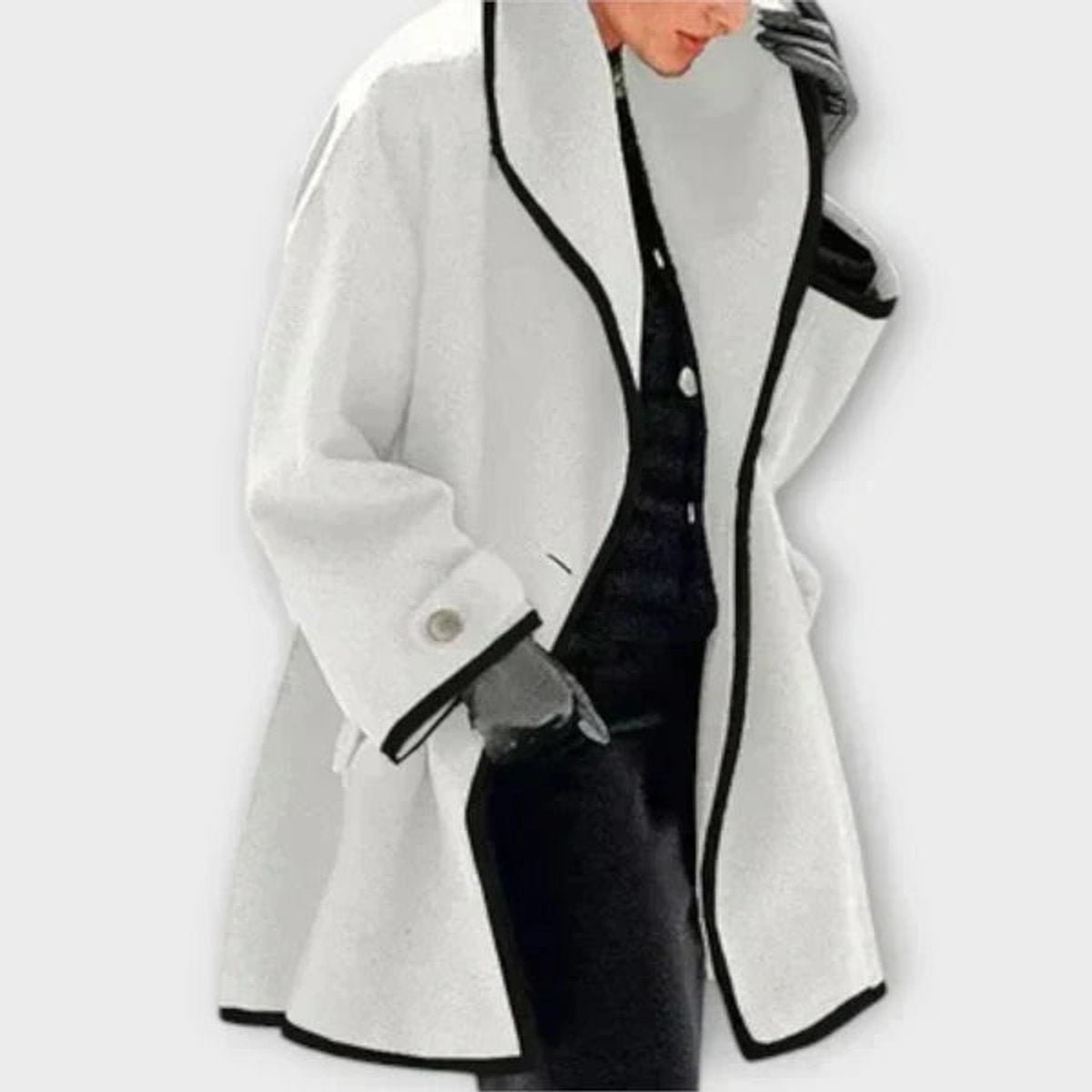 Femke | Dames Elegante Wijdvallende Wollen Women Coat Contrastbies