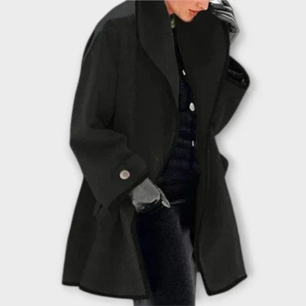 Femke | Dames Elegante Wijdvallende Wollen Women Coat Contrastbies