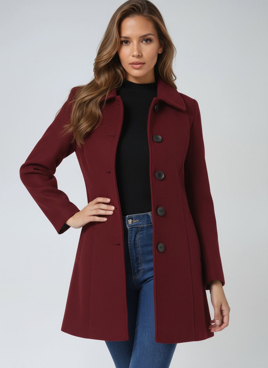 Roos | Dames Enkelrij Gestructureerde Winterjas Midi