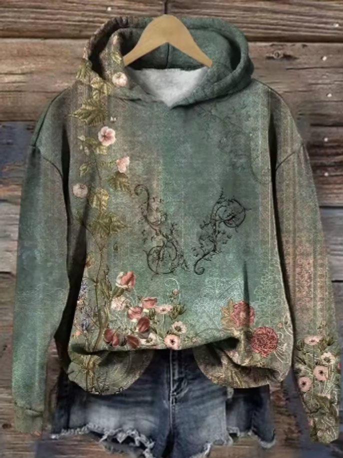 Eva | Dames Gebloemde Oversized Knit Sweater Hoodie