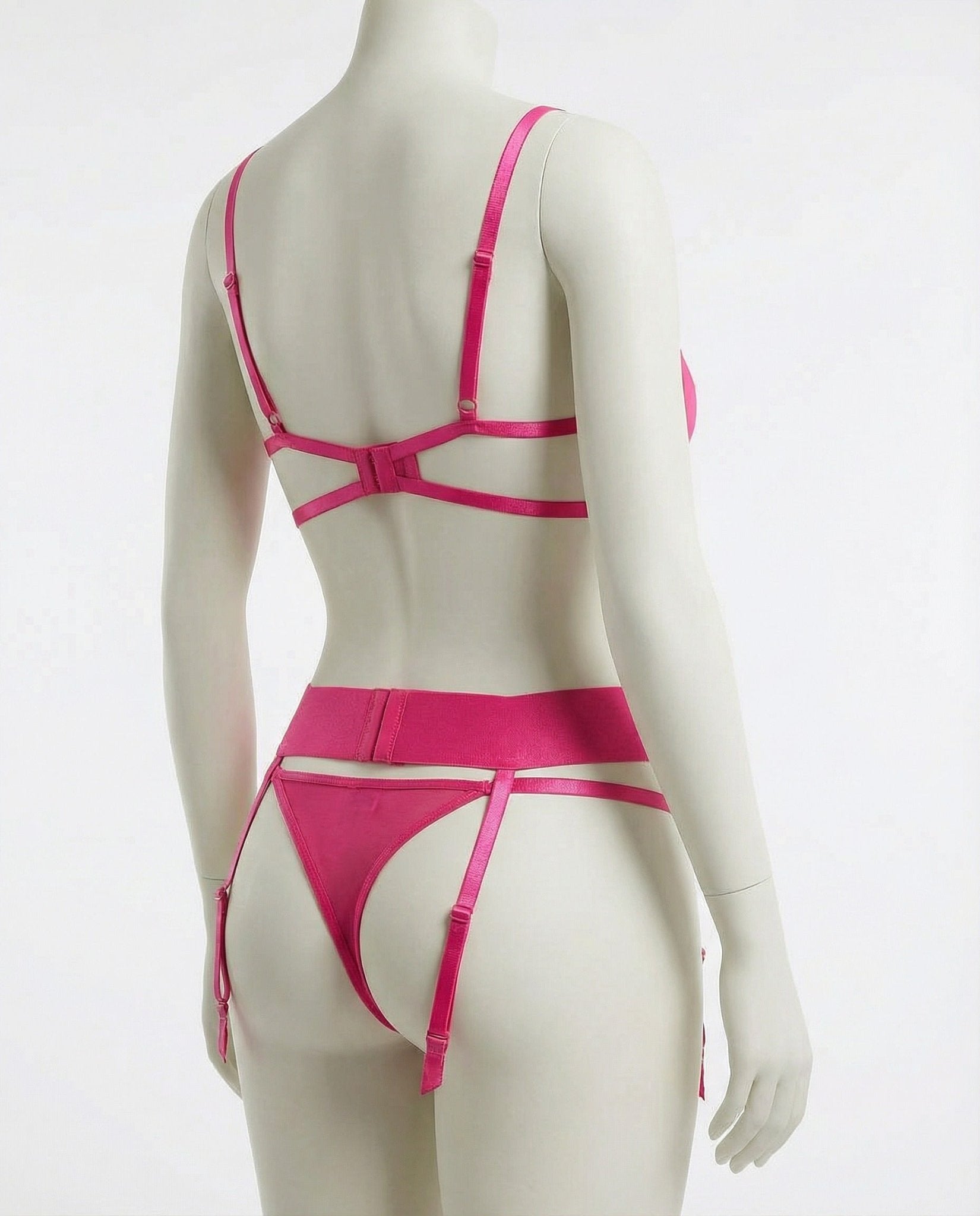 Emma | Dames Geborduurd Mesh Lingerie Set Jarretelgordel