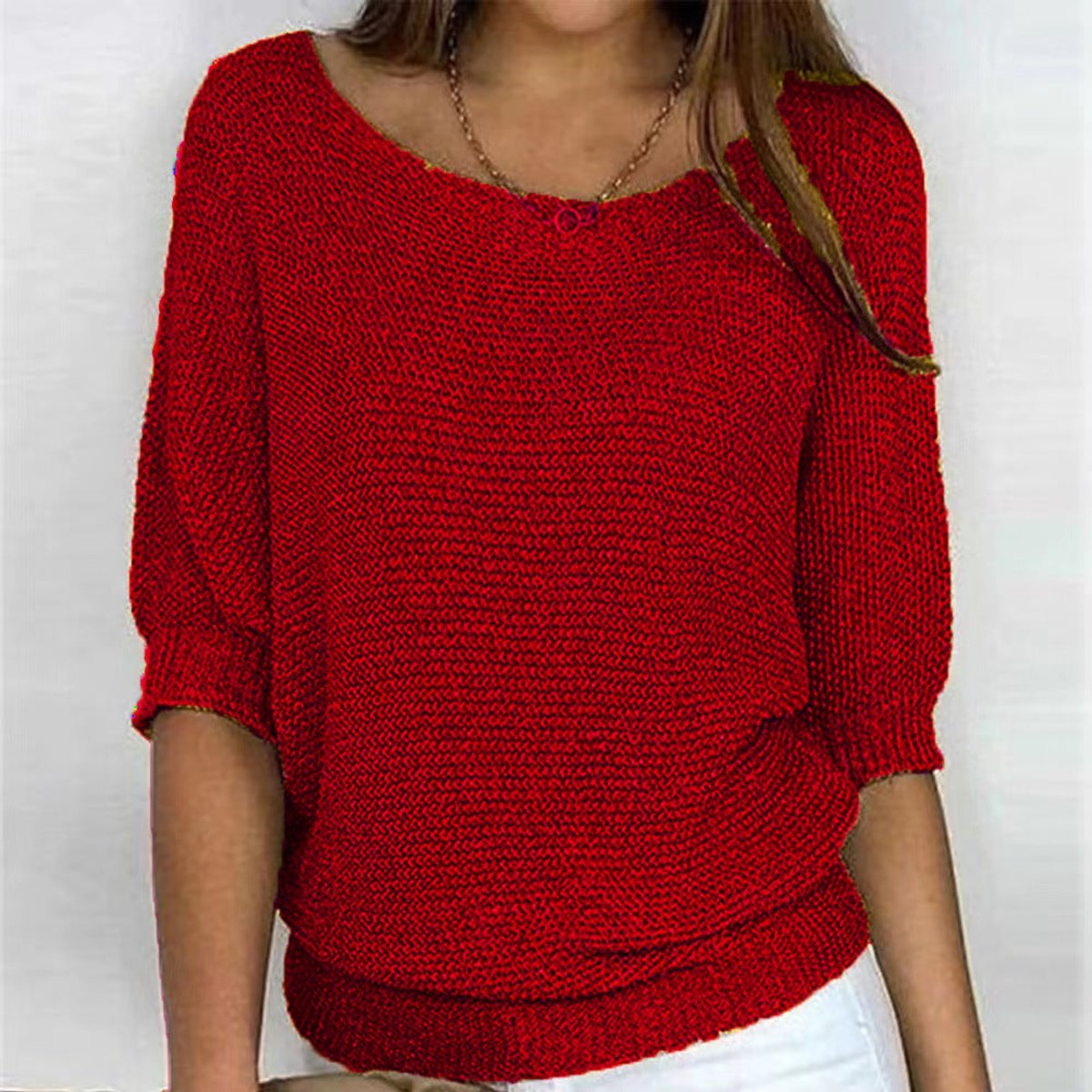 Anna | Dames Gebreide Oversized V-hals Sweater Women Comfortabele Trui