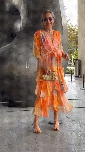 Julia | Dames Gelaagde Chiffon Bloemenprint Maxi Jurk