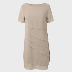 Sanne | Dames Gelaagde Chiffon Cocktail Party Dress met Korte Mouwen