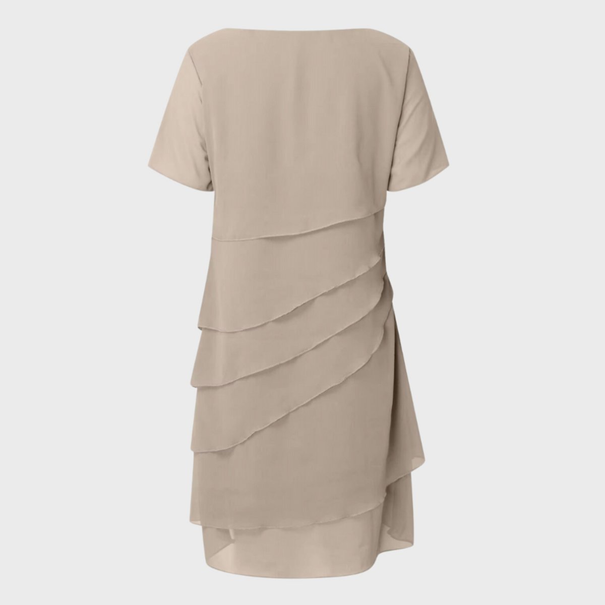 Sanne | Dames Gelaagde Chiffon Cocktail Party Dress met Korte Mouwen