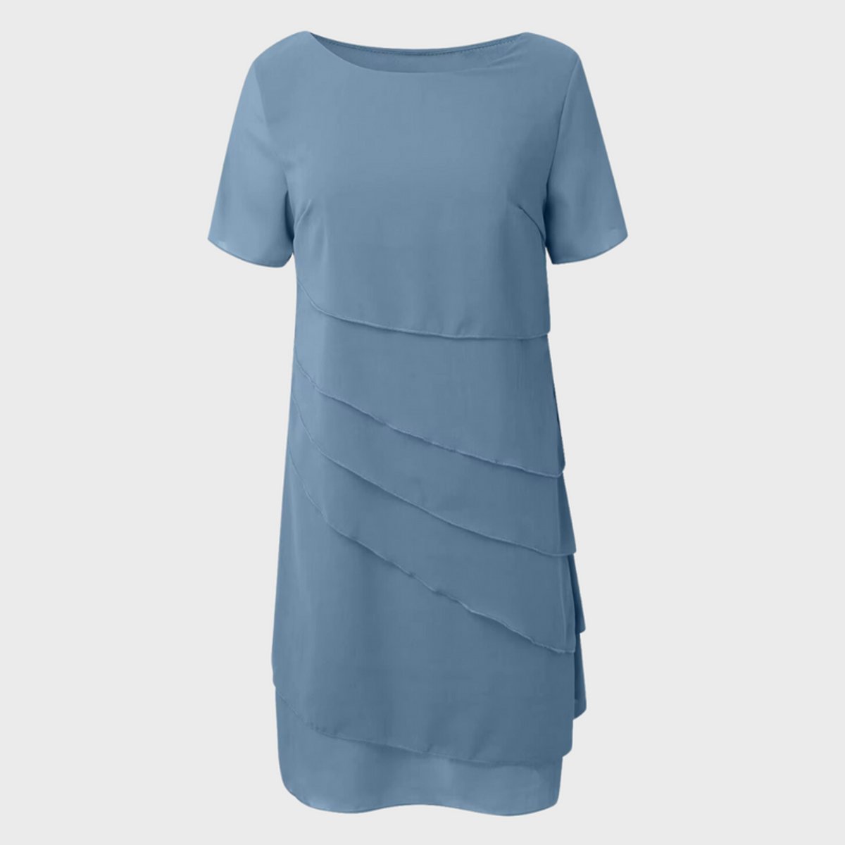 Sanne | Dames Gelaagde Chiffon Cocktail Party Dress met Korte Mouwen