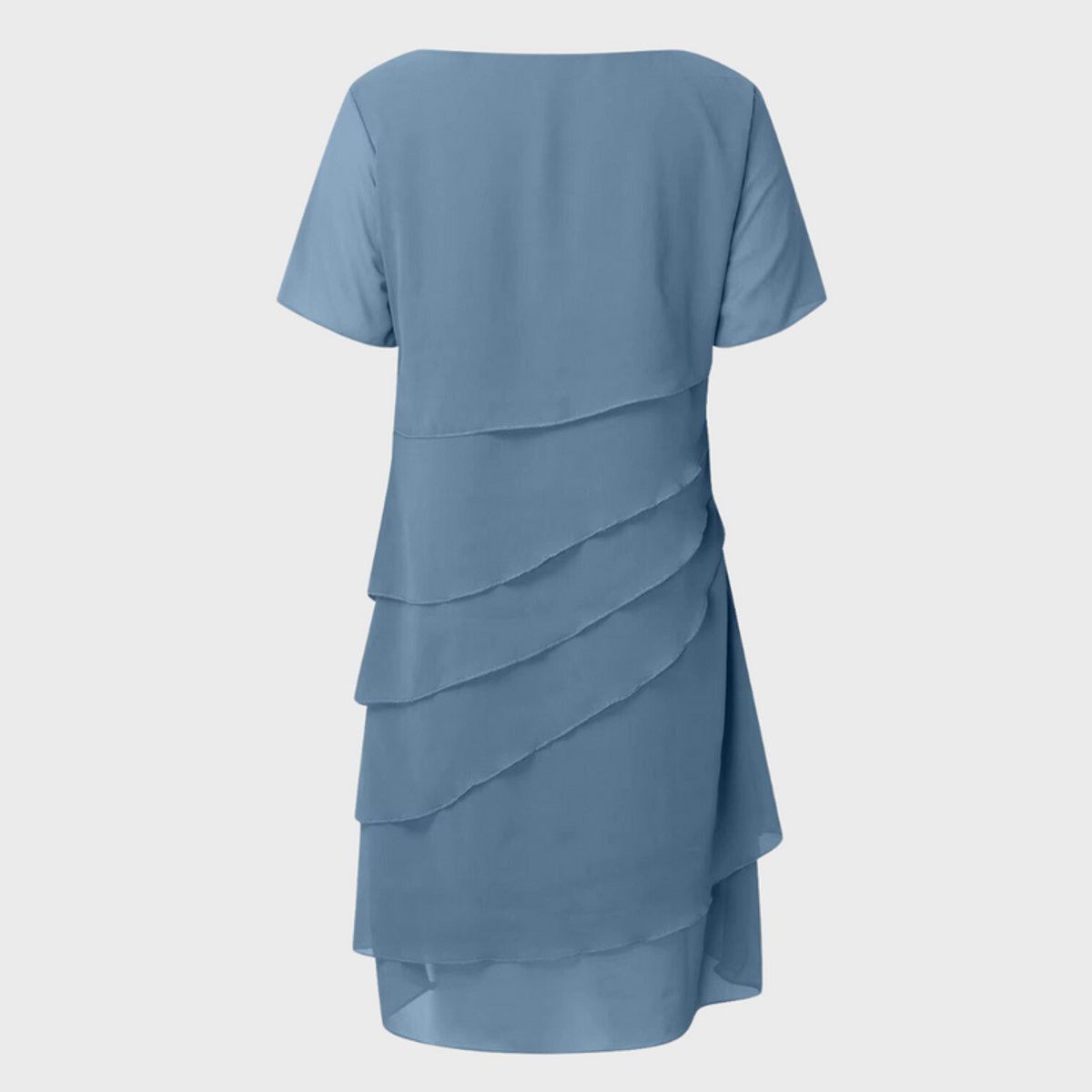 Sanne | Dames Gelaagde Chiffon Cocktail Party Dress met Korte Mouwen
