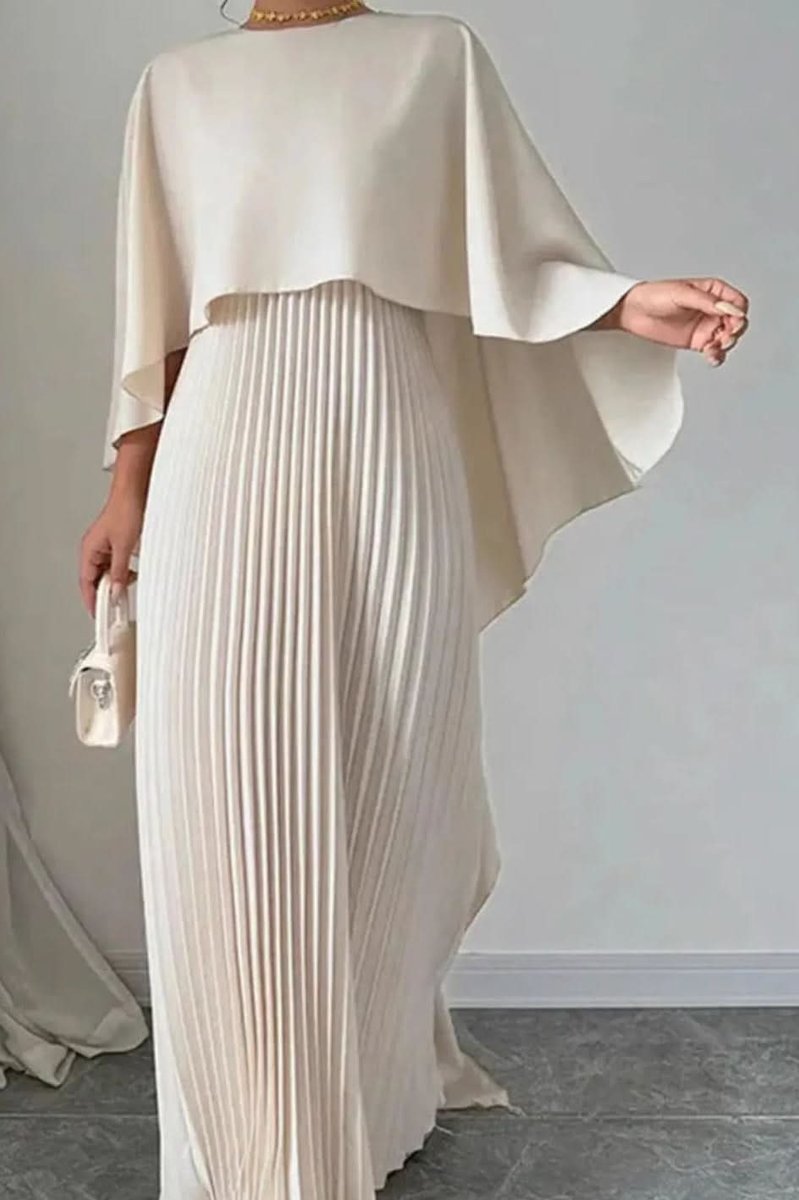 Emma | Dames Geplooide Cape Maxi Avondjurk Formele Gelegenheid