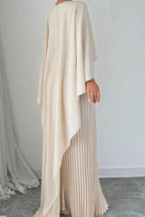 Emma | Dames Geplooide Cape Maxi Avondjurk Formele Gelegenheid