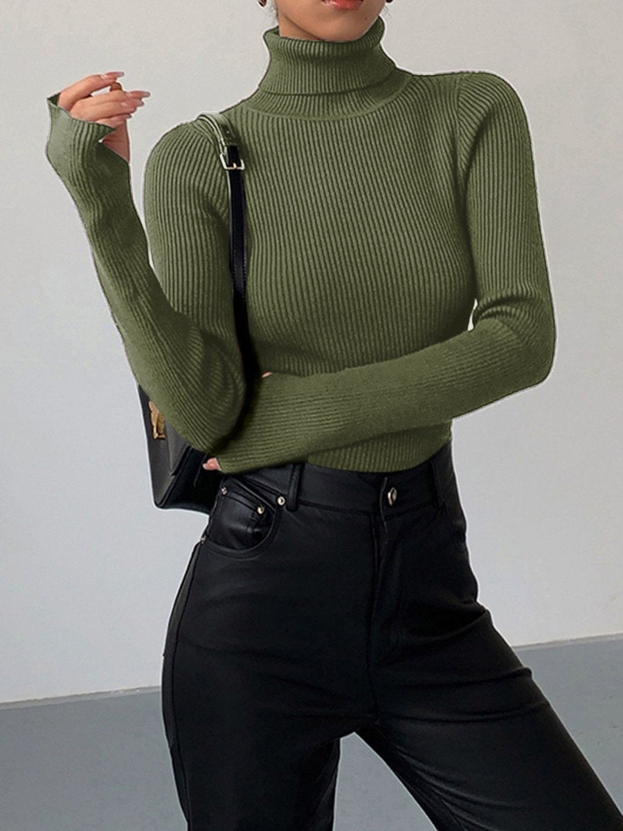 Mila | Dames Geribbelde Coltrui Stijlvolle Lente Sweater