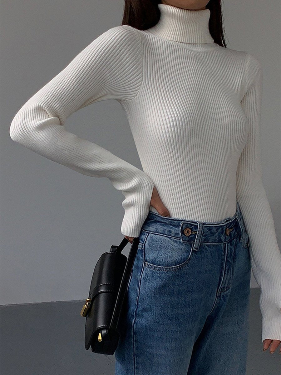 Mila | Dames Geribbelde Coltrui Stijlvolle Lente Sweater