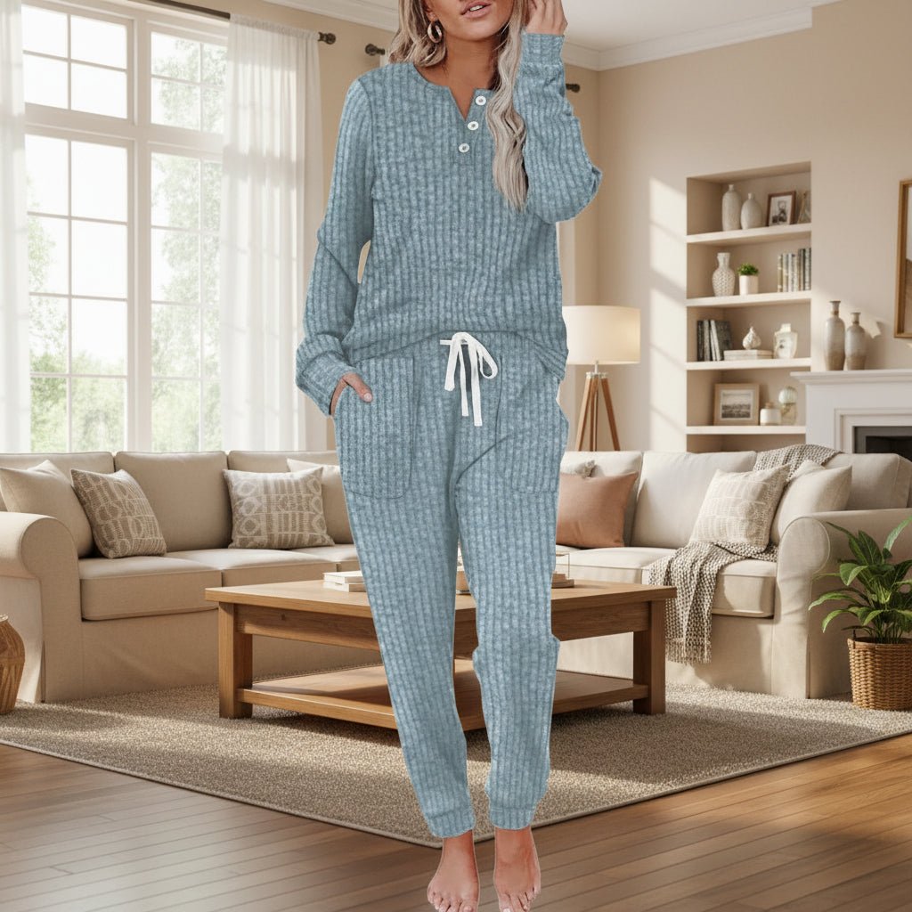 Sanne | Dames Geribde Relaxed-Fit Loungewear Tweedelige Set Trekkoord