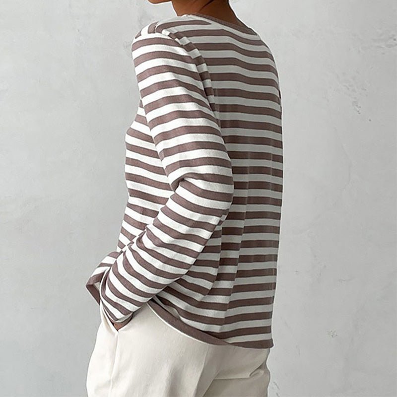 Julia | Dames Gestreepte Lange Mouwen T-Shirt