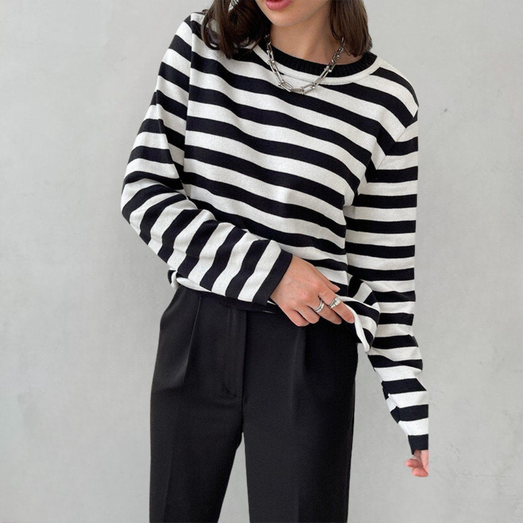 Julia | Dames Gestreepte Lange Mouwen T-Shirt