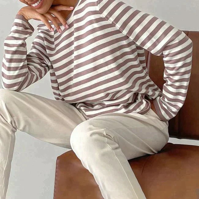 Julia | Dames Gestreepte Lange Mouwen T-Shirt