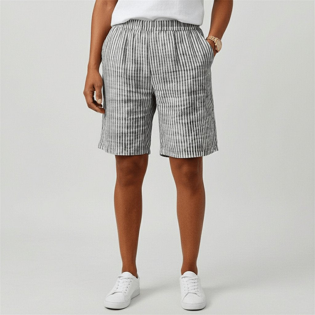 Olivia | Dames Gestreepte Relaxed-Fit Casual Shorts Elastische Taille