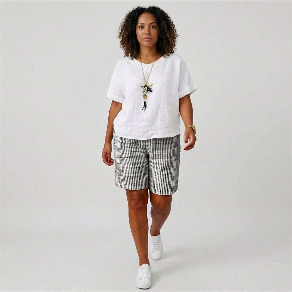 Olivia | Dames Gestreepte Relaxed-Fit Casual Shorts Elastische Taille
