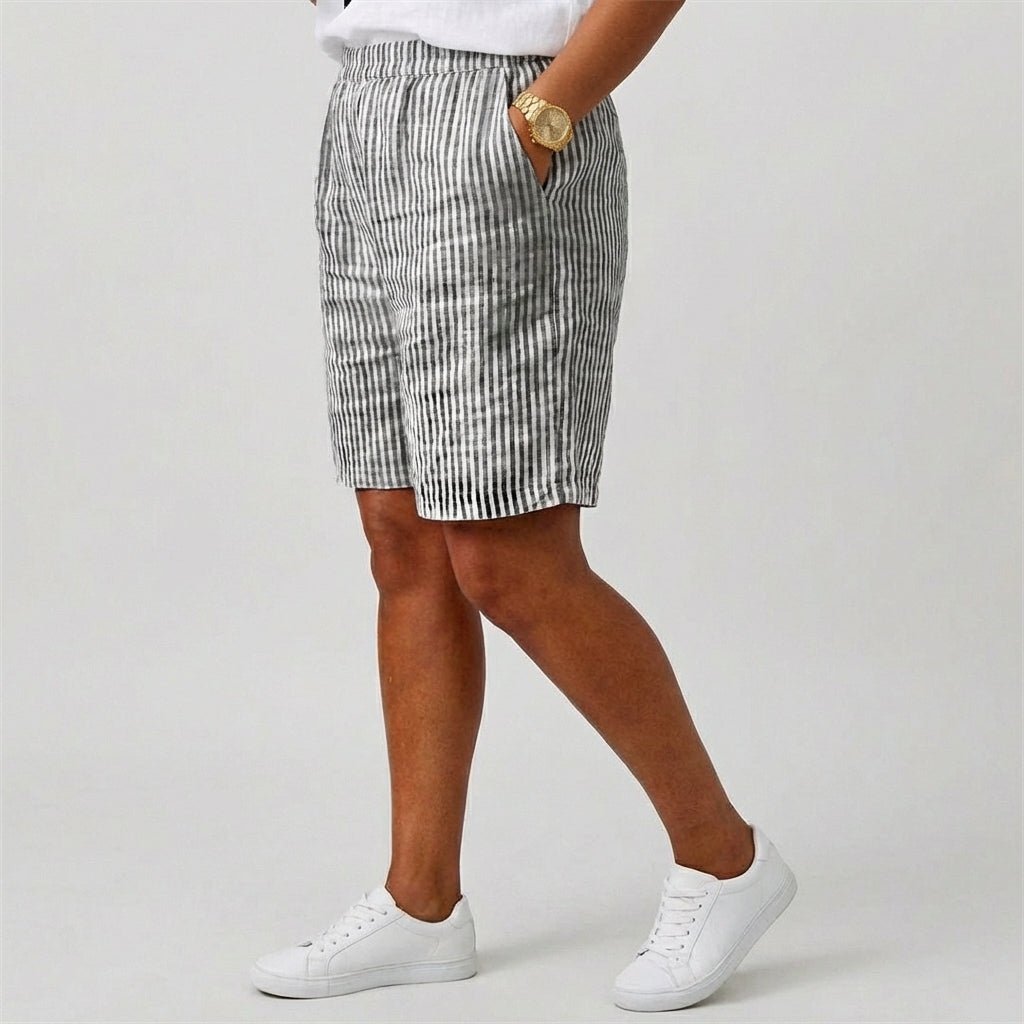 Olivia | Dames Gestreepte Relaxed-Fit Casual Shorts Elastische Taille