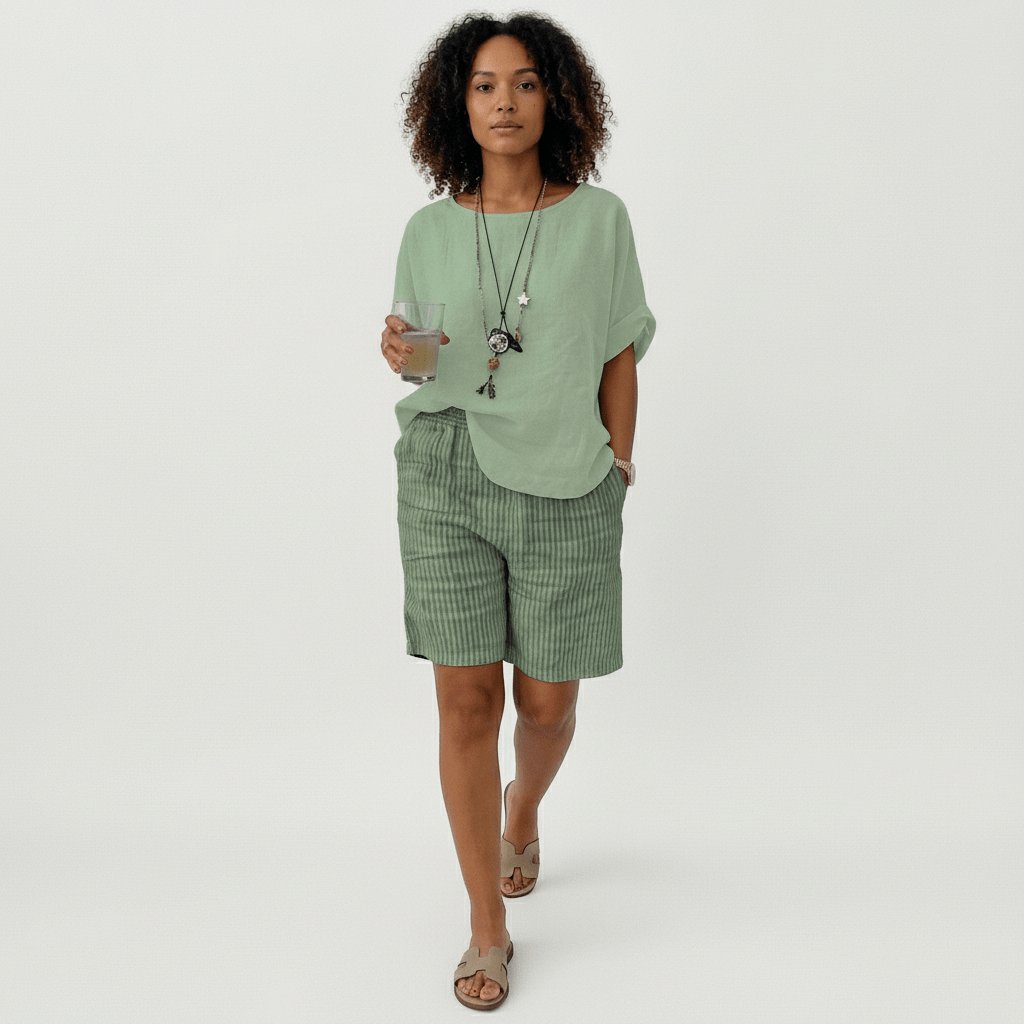 Olivia | Dames Gestreepte Relaxed-Fit Casual Shorts Elastische Taille