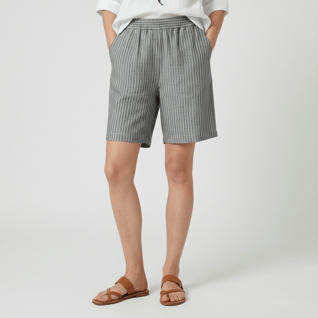 Olivia | Dames Gestreepte Relaxed-Fit Casual Shorts Elastische Taille