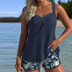 Nora | Dames Gestreepte Two-Piece Set Tankini Badpak Met Shorts
