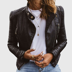 Sophie | Dames Getailleerde Leren Biker Jas met Ritssluiting