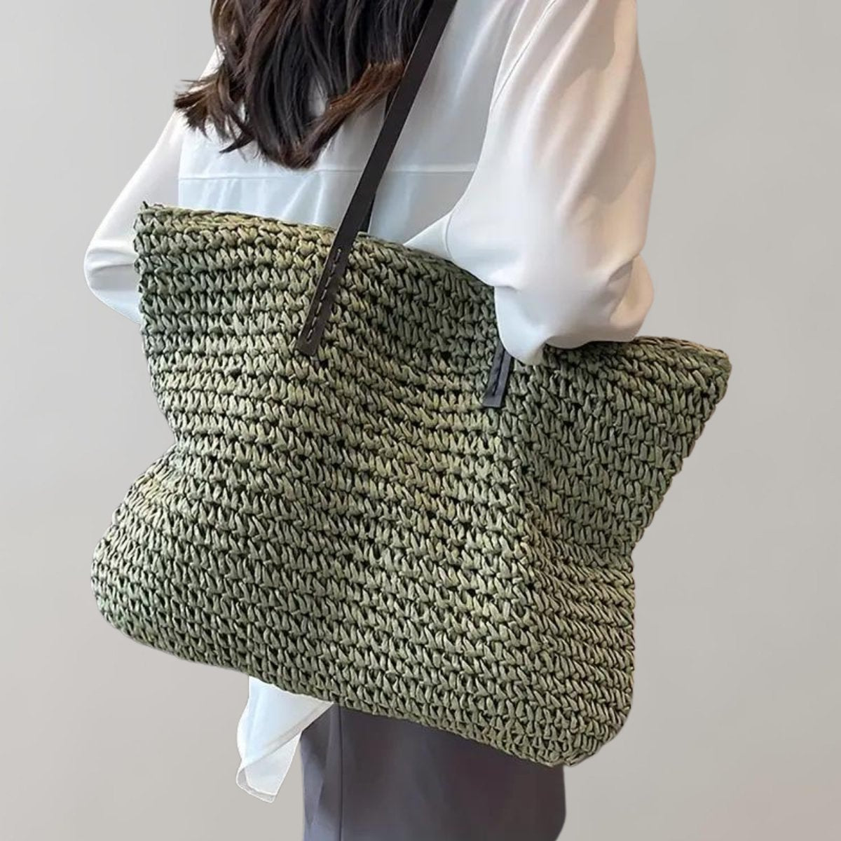 Anna | Dames Gevlochten Bohemian Straw Tote Bag Groot