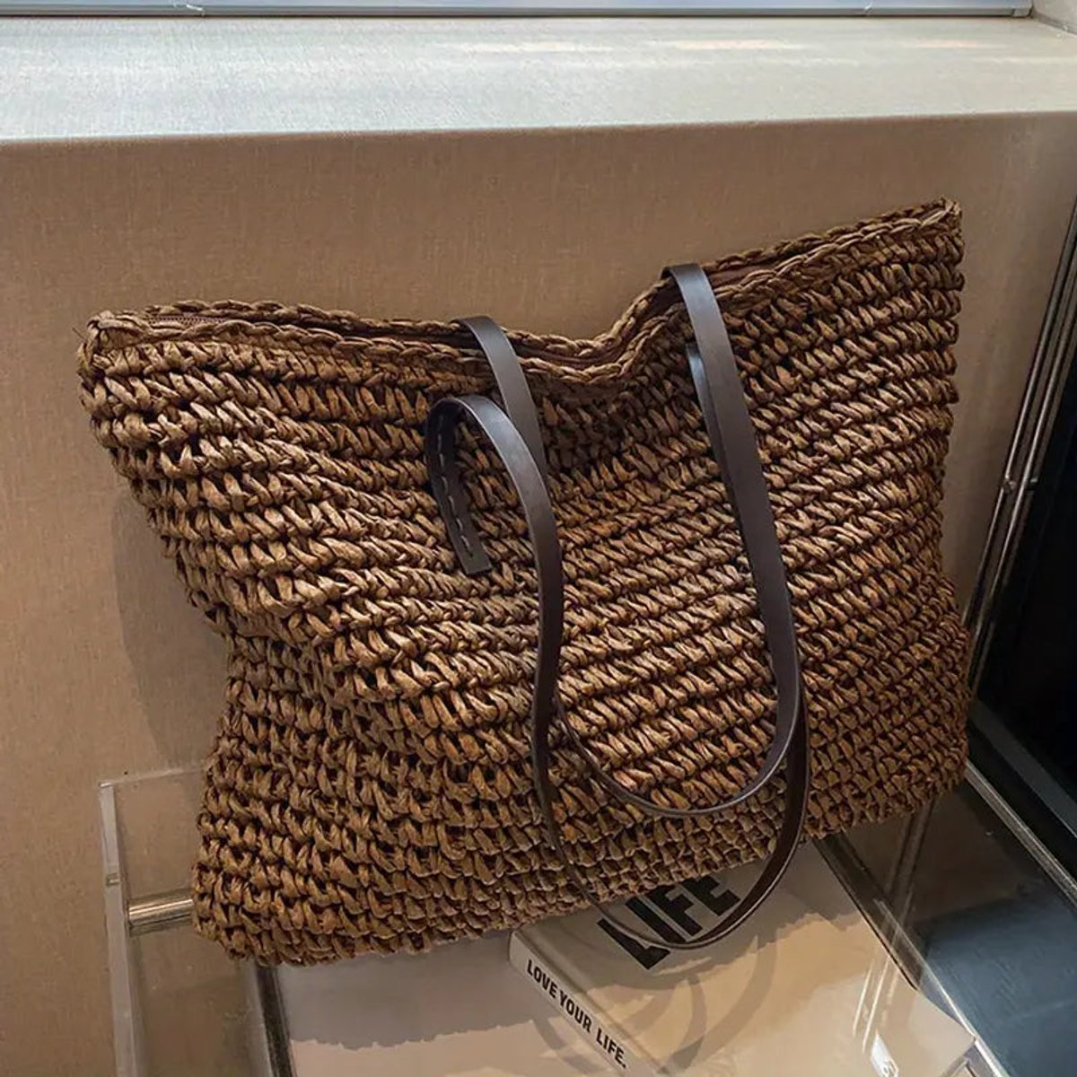Anna | Dames Gevlochten Bohemian Straw Tote Bag Groot