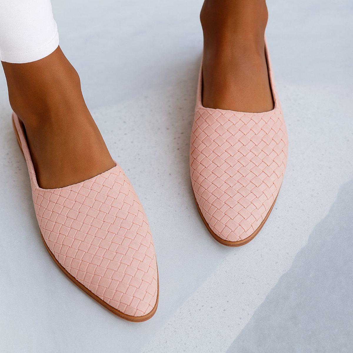 Mila | Dames Gevlochten Leren Slingback Comfortable Sandals Puntige Neus
