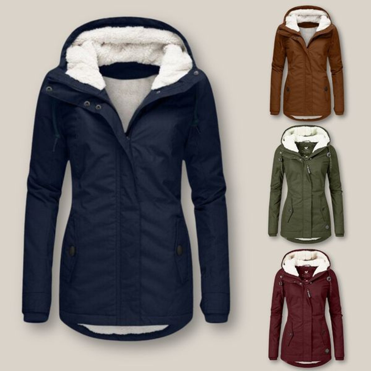 Fleur | Dames Gewatteerde Jas Fleece Gevoerd Winddichte Parka Capuchon
