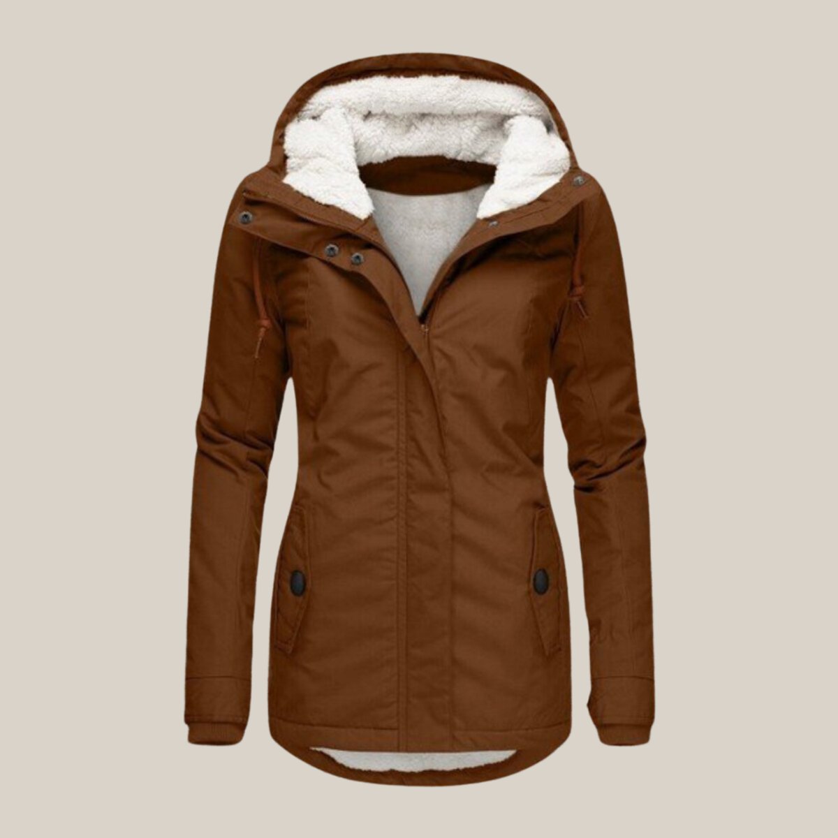 Fleur | Dames Gewatteerde Jas Fleece Gevoerd Winddichte Parka Capuchon