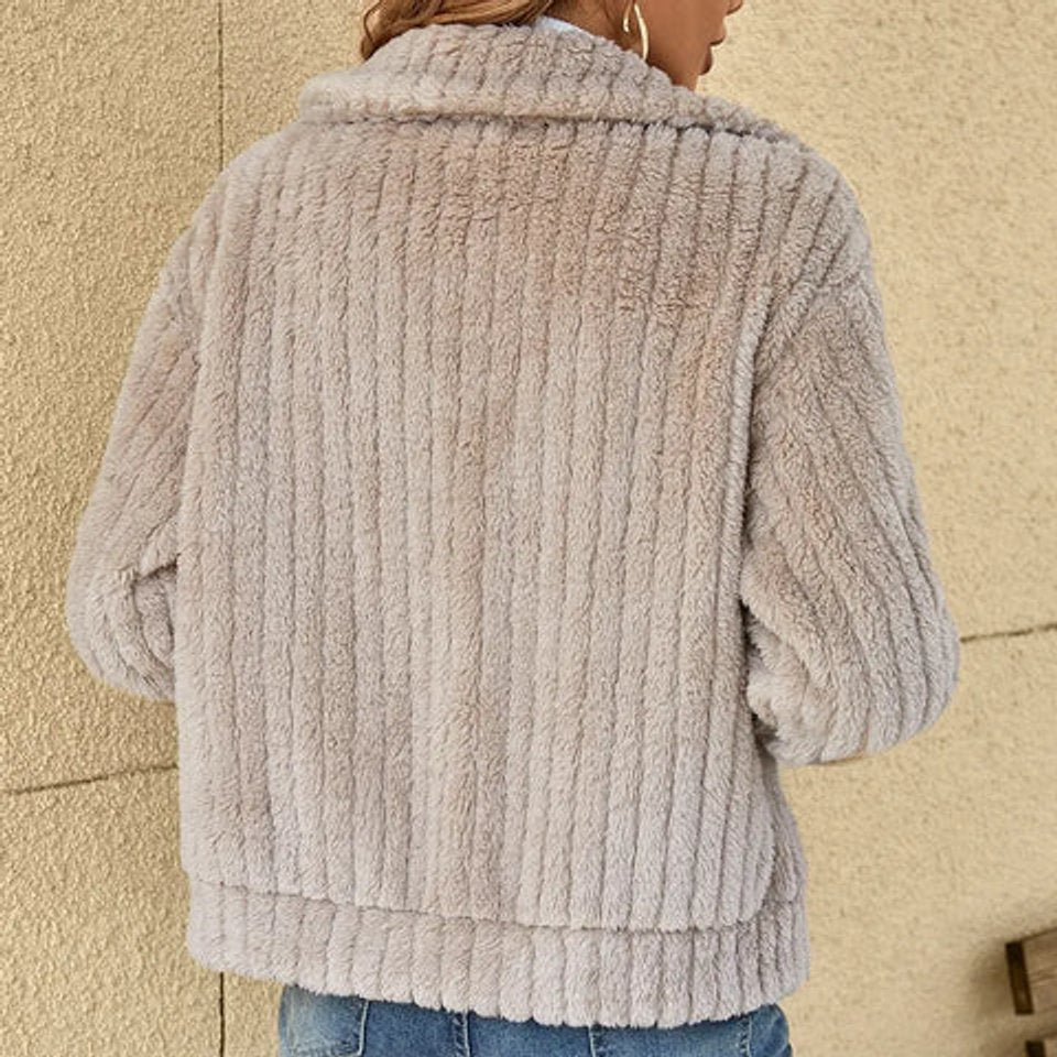 Olivia | Dames Gewatteerde Pluche Rits Jacket Casual Oversized Fleece