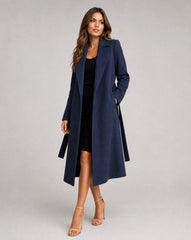Lotte | Dames Gewatteerde Wollen Lange Riem Trench Coat