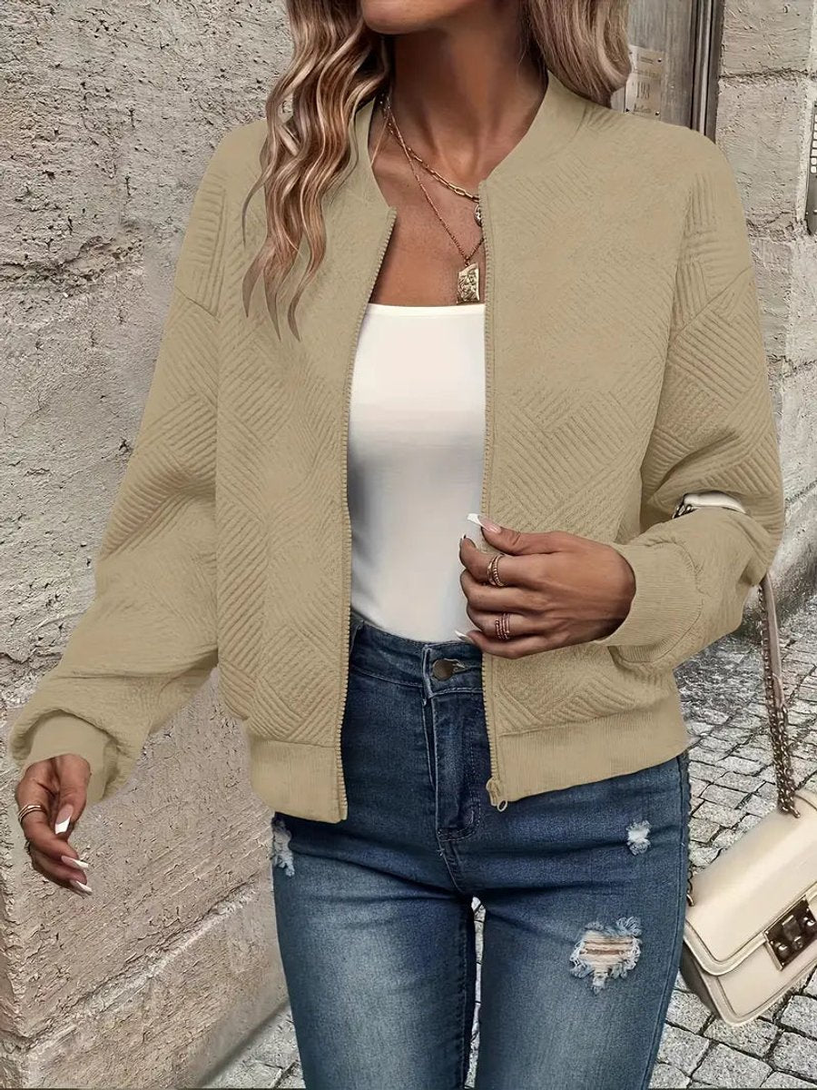 Mila | Dames Gewatteerde Zip-Up Bomber Jacket Lichtgewicht Gestructureerd