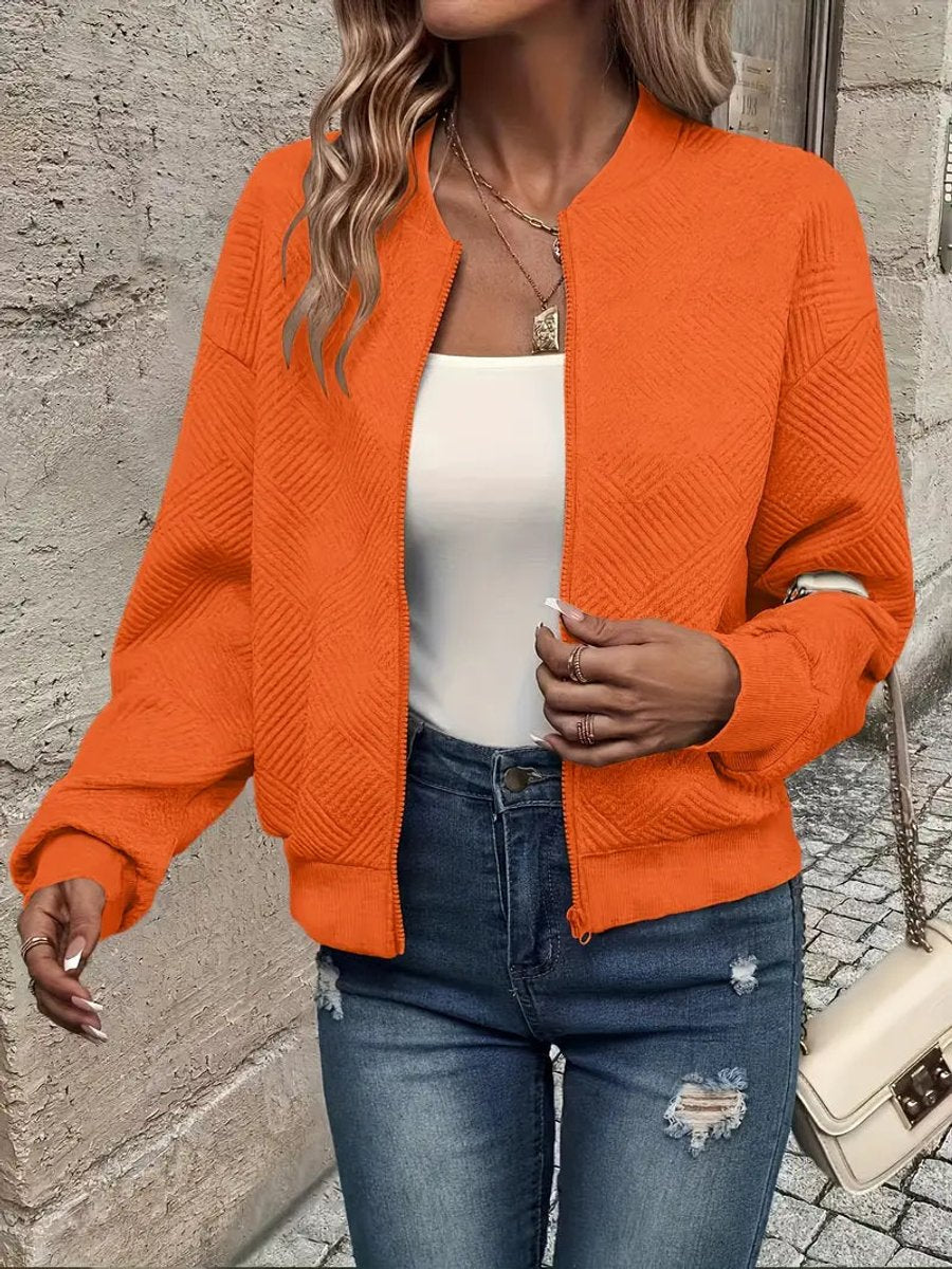 Mila | Dames Gewatteerde Zip-Up Bomber Jacket Lichtgewicht Gestructureerd