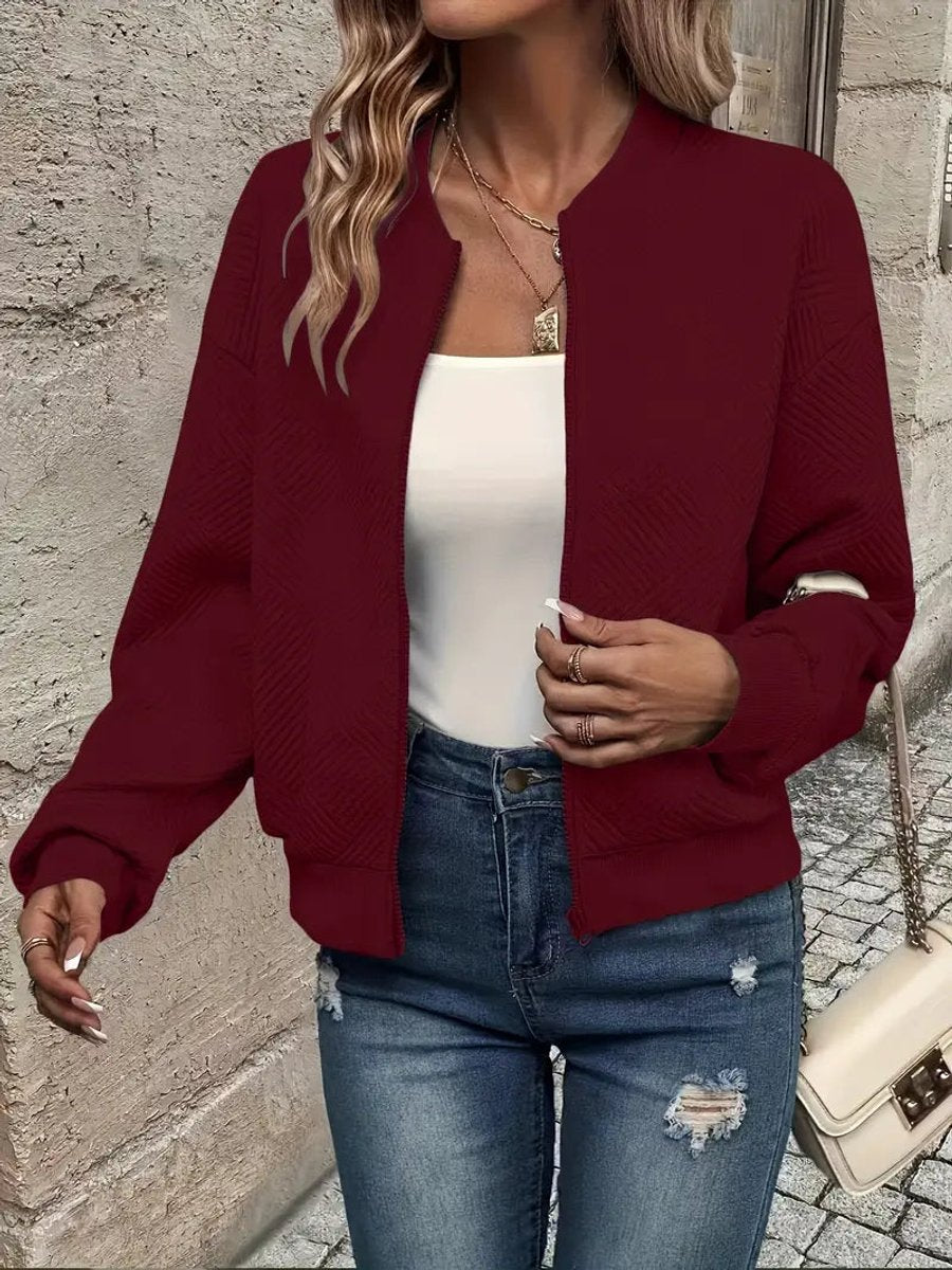 Mila | Dames Gewatteerde Zip-Up Bomber Jacket Lichtgewicht Gestructureerd