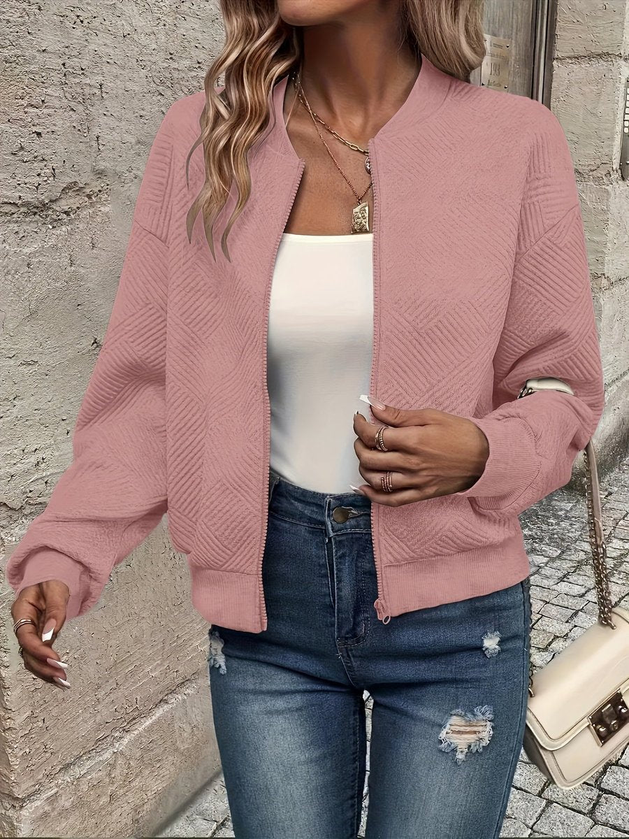 Mila | Dames Gewatteerde Zip-Up Bomber Jacket Lichtgewicht Gestructureerd