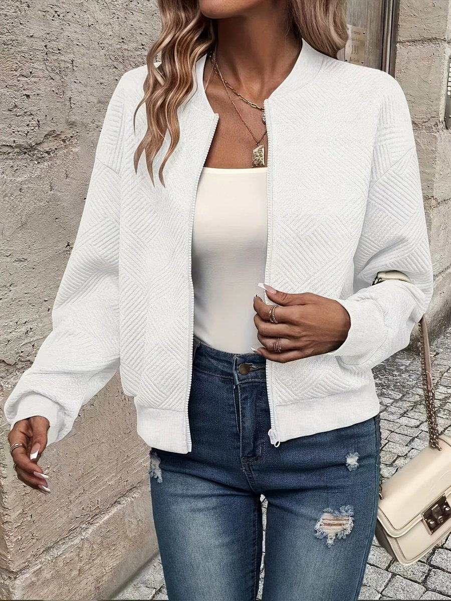 Mila | Dames Gewatteerde Zip-Up Bomber Jacket Lichtgewicht Gestructureerd