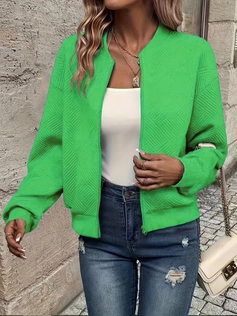 Mila | Dames Gewatteerde Zip-Up Bomber Jacket Lichtgewicht Gestructureerd